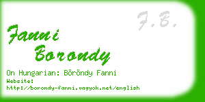 fanni borondy business card
