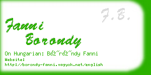 fanni borondy business card